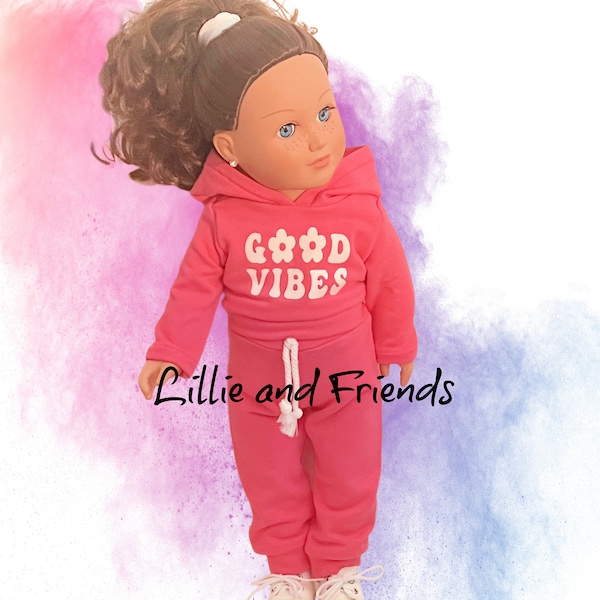 Doll Hoodie Good Vibes Jogger Pant set for 18" / American Girl