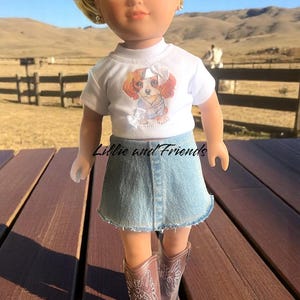 Doll Dog Lover&#39;s Top and Denim Skirt