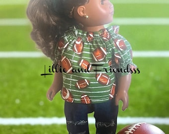 18 Inch Girl Doll Football Top Ripped Jean Set