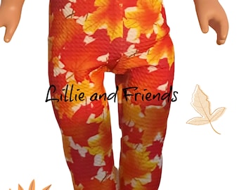 Doll Leggings, 18 Inch Girl Doll Clothes, Fall Leaves