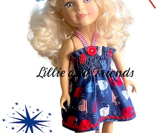 Doll Red White Blue July 4th Dress