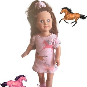 Girls Horse Dress for 18 Inch Doll and Similar Size Dolls