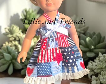 Doll 18 Inch Patriotic Red White Blue July 4th Dress