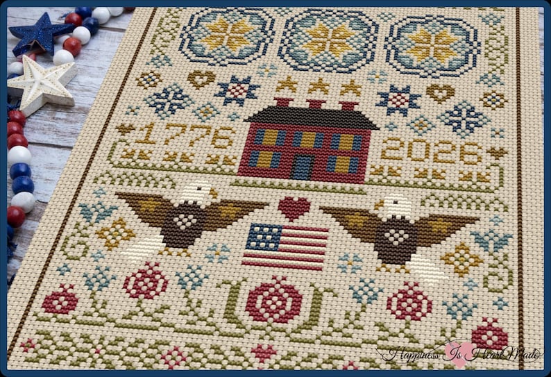 Patriotic Cross Stitch Pattern 250th Anniversary Cross Stitch PDF ...