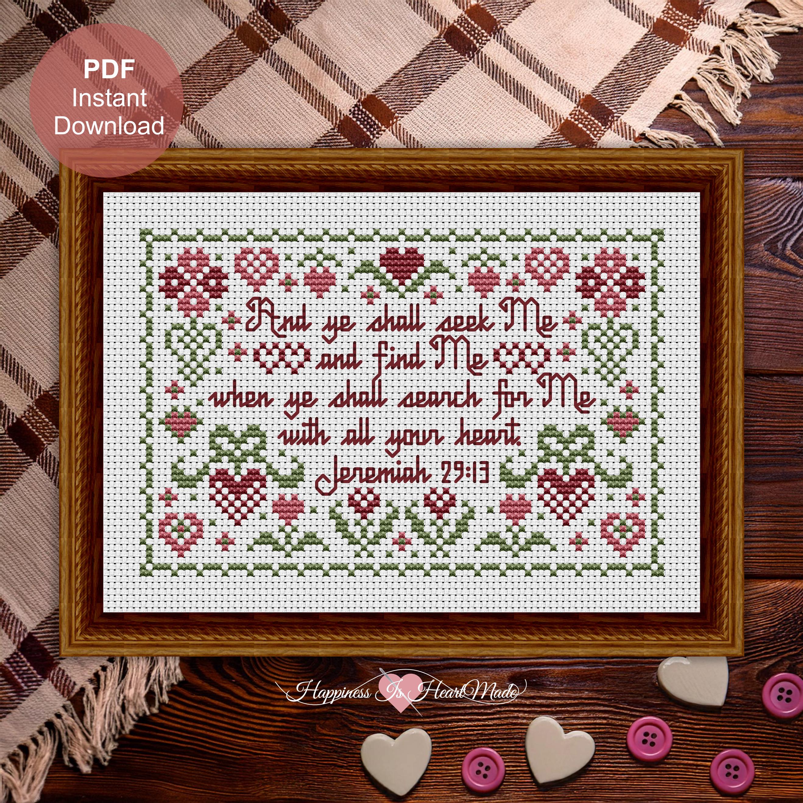 Bible Verse Cross Stitch Pattern PDF Instant Download With All