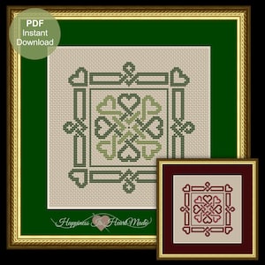 Celtic Hearts Cross Stitch Pattern PDF Instant Download Happiness Is HeartMade St. Patrick&#39;s Day Celtic Knot Work Irish Knotwork March