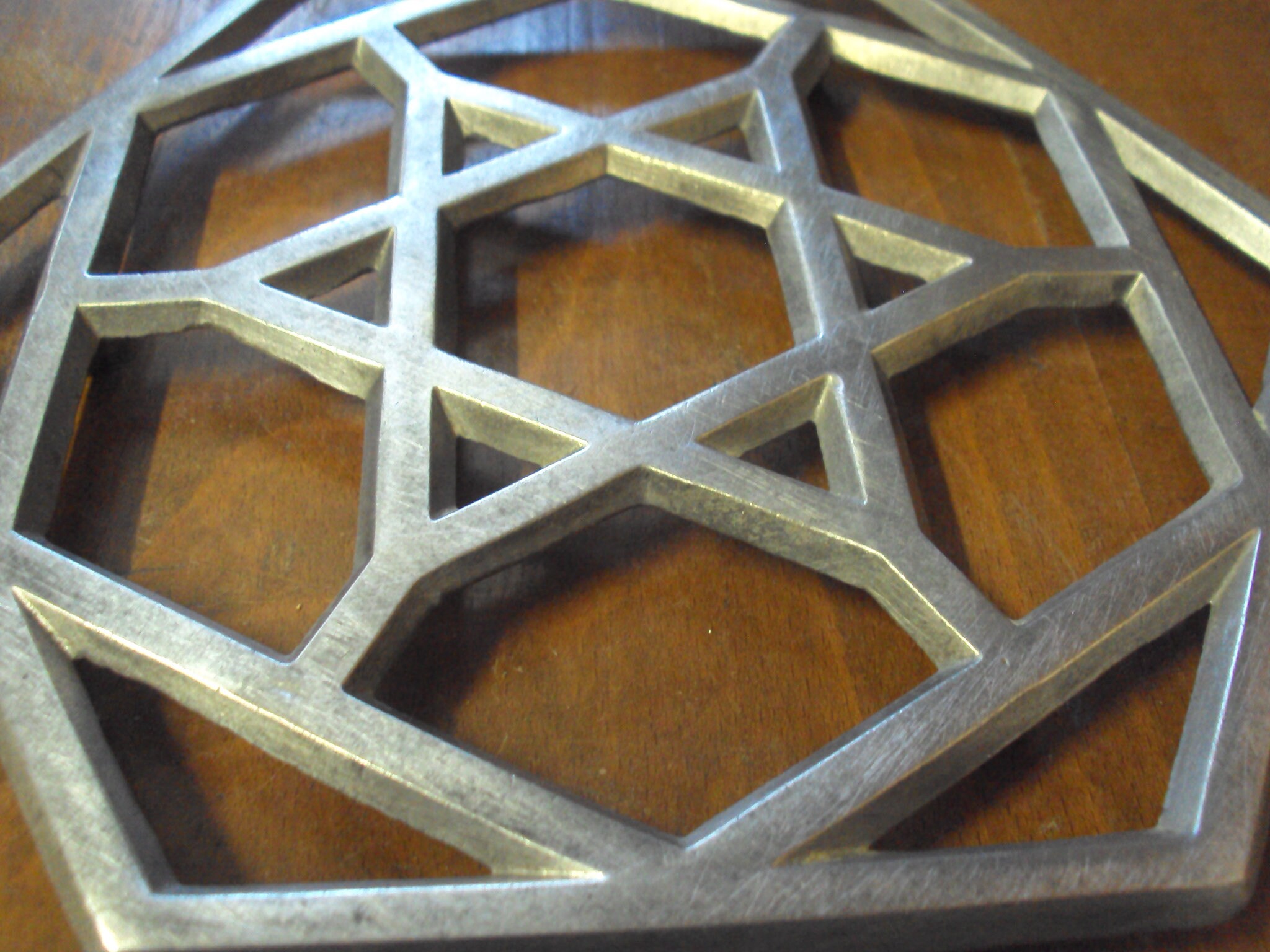 Ancien Dessous De Plat Aluminium Brillant - Vintage Cuisine Déco Rétro