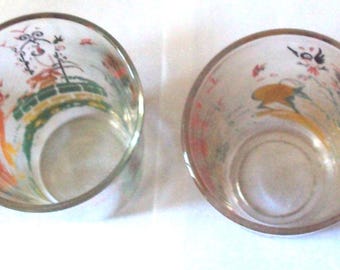 Lot De 6 Verres Sérigraphiés Vintage Années 70 - Thème Fables De La Fontaine