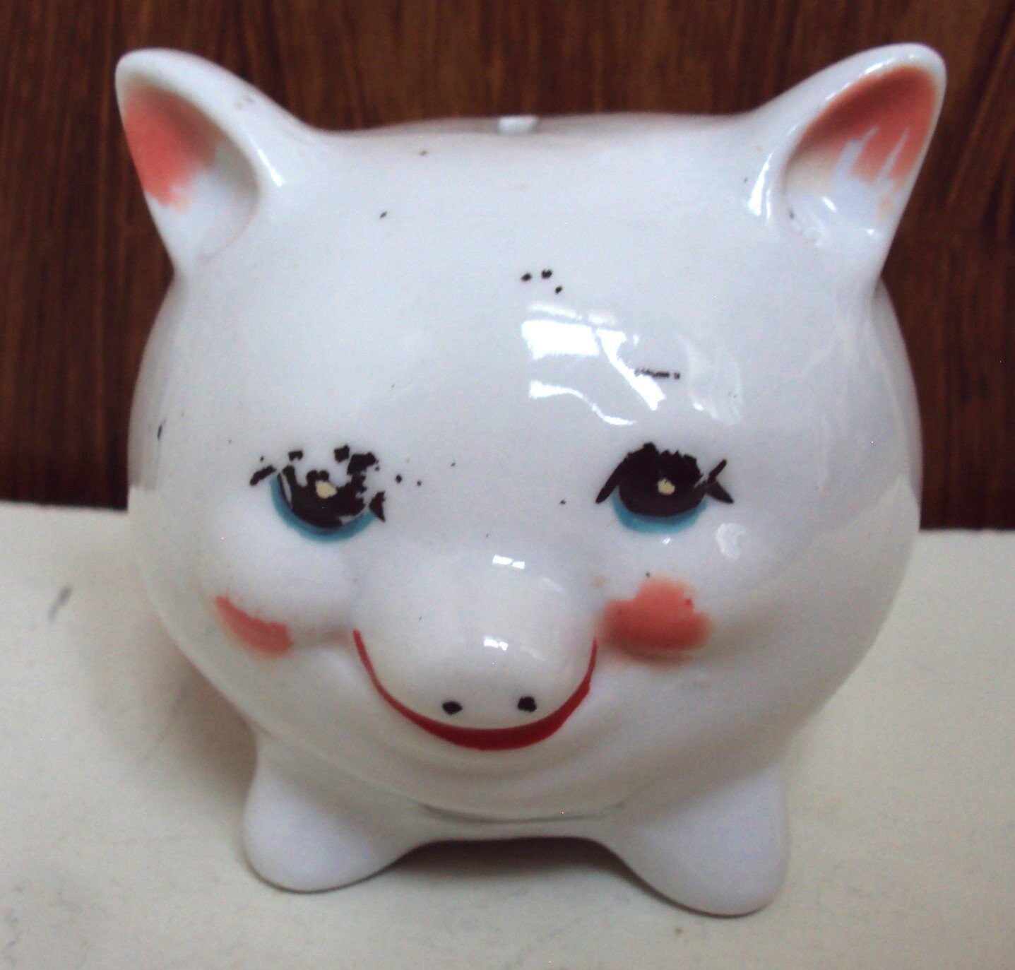 大きな豚の貯金箱 陶器製 置物　ヴィンテージ 1970 年代に作られた豚の形をしたセラミック製の貯金箱。 - Etsy 日本