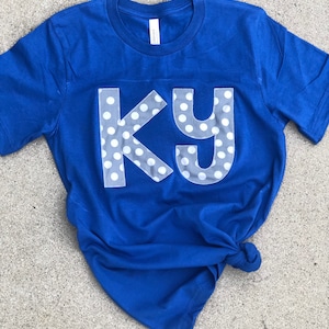 Kentucky gray polka dot t-shirt , Adult, Youth, Toddler Ky shirt, tee, Kentucky shirt, Kentucky State t shirt, Applique, Polka dot