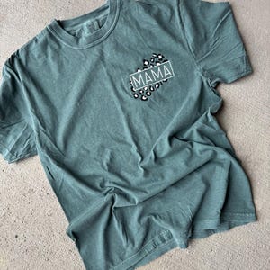 Embroidered Mama Shirt, Leopard Mama Shirt, Mother&#39;s Day Shirt, Mother&#39;s Day Gift, Mom Shirt, Leopard Mom Tee, Comfort Colors, pocket