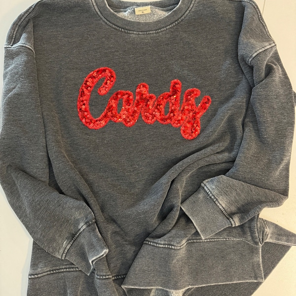 Cardinals Sequin sweatshirt, Cardinals sweatshirt, Cardinals shirt, Bling, school sweatshirt, side split sweatshirt, tunic sweatshirt