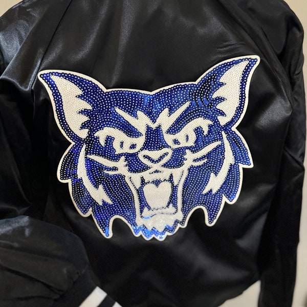 Wildcats sequin Bomber jacket, Varsity bomber jacket, Satin jacket, baseball jacket, Wildcat sequin