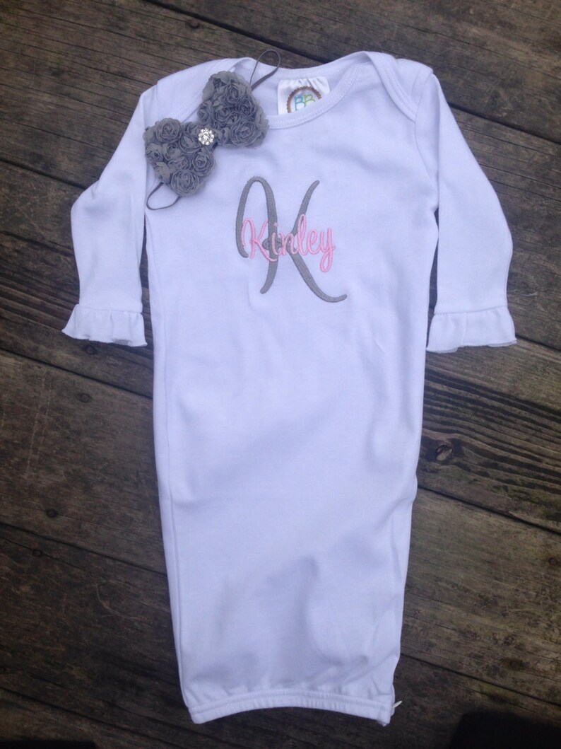 Monogram baby gown Baby girl embroidered gown newborn coming Etsy