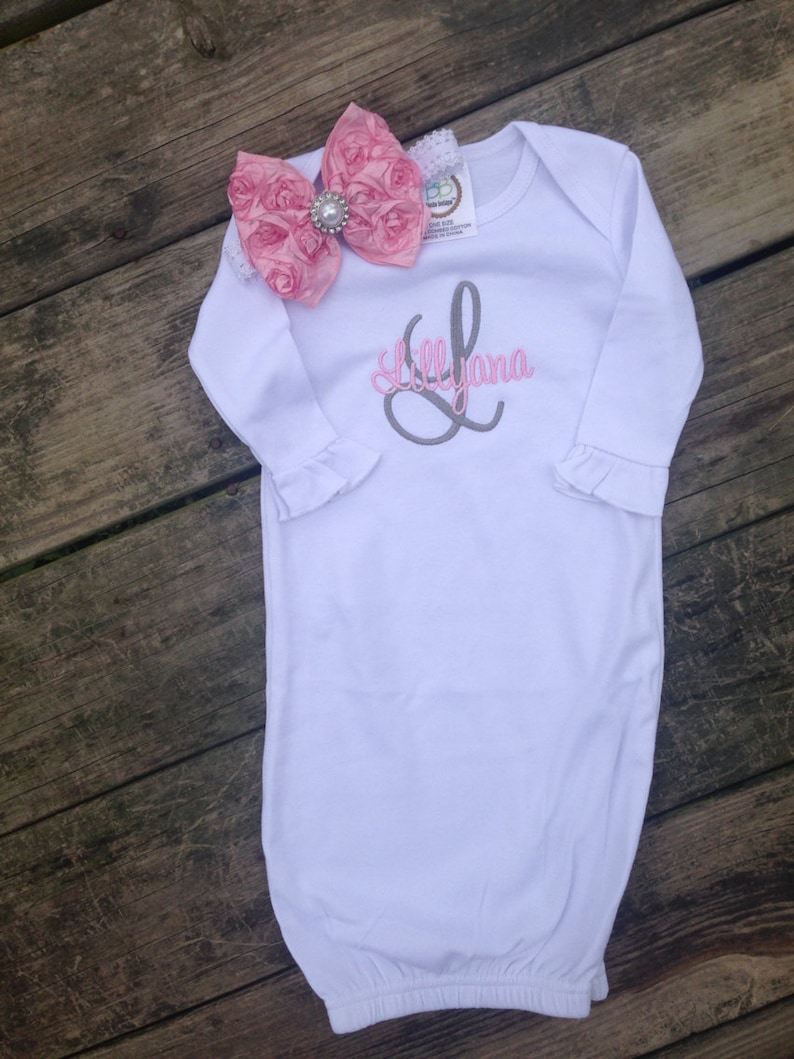 Monogram baby gown Baby girl embroidered gown newborn coming Etsy