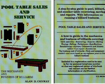 Carnet de vente et d'entretien de tables de billard