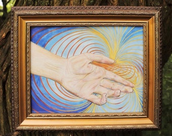Impresión + Despertar original de la pintura gouache • Arte psicodélico visionario espiritual místico exólico surrealista Trippy Arte curativo