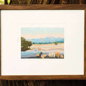 Moonrise Sanctuary Artwork • PRINT • Gouache Painting Landscape Great Sand Dunes National Park Colorado Mountain Decor Colorado Sand Dunes