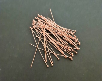 50pcs x 50mm Tarnish Resistant  Rose Gold Plated Ball Head pins