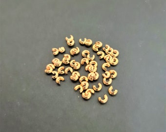 50 pc's x 3mm Tarnish Resistant Gold Plated Crimp Covers