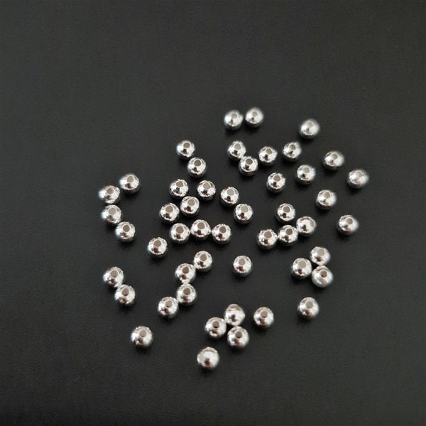 50 pcs - 3mm 925 Sterling Silver Spacer Beads