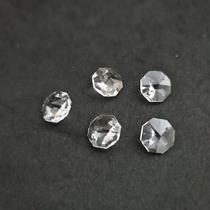 5 x 14mm Faceted K9 Glass Crystal Hexagon Suncatcher Connectors - 2 Hole