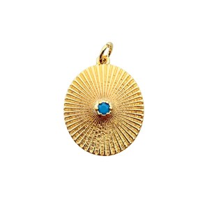 CZ Boho Charm with Turquoise 1pc Gold Plated Tarnish Resistant Pendant