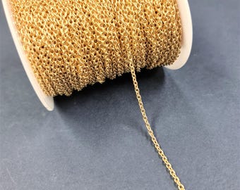 Cable Chain 3mm 1 Metre Gold PlatedTarnish Resistant