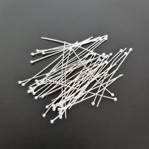 50pcs x 50mm Tarnish Resistant  Silver Plated Ball Head pins