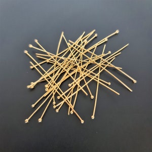 50pcs x 50mm Tarnish Resistant Gold Plated Ball Head pins