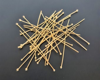 50pcs x 50mm Tarnish Resistant Gold Plated Ball Head pins