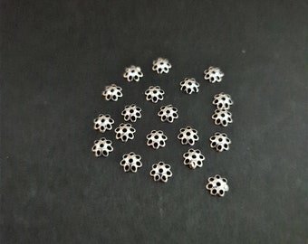 20pc x 5.5mm Tarnish Resistant Silver Plated Filligree Bead Caps