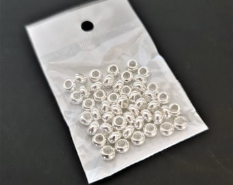 50pcs x 6mm Tarnish Resistant Silver Plated Rondelle Spacer Beads