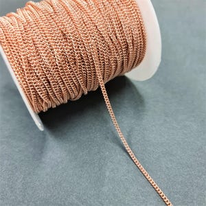 Curb Chain 2mm 1 Metre Rose Gold Plated Tarnish Resistant #CTL011