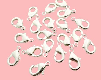 Parrot Clasps 15mm 20pcs Silver Plated Tarnish Resistant