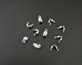 10 pcs - 4mm 925 Sterling Silver Calotte ends.