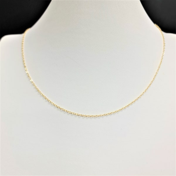 1 x 45cm Tarnish Resistant Gold Plated 2.5mm Oval Link Premade Necklace