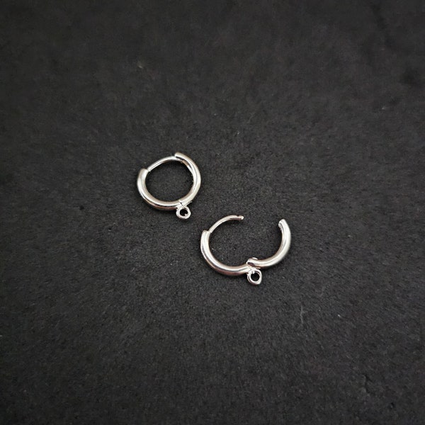 1 pr x 13mm 925 Sterling Silver Huggie Earrings