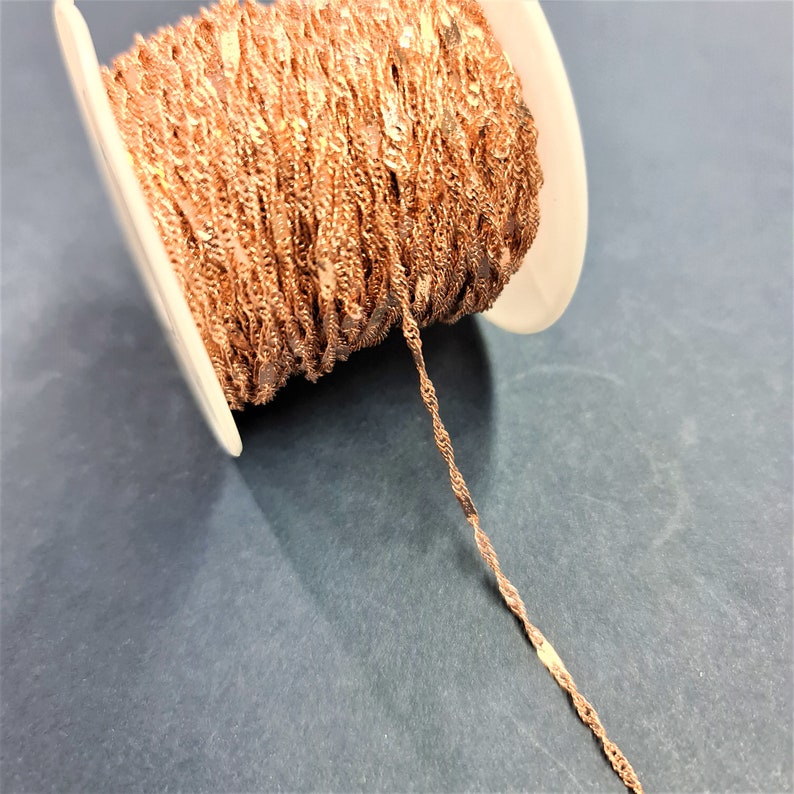 1 metre x Tarnish Resistant Rose Gold Plated Twisted Singapore Link Chain #L221443