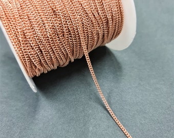 1 x Metre 2mm TARNISH RESISTANT Rose Gold Plated Curb Chain #CTL011