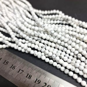 White Howlite 4mm Polished Round Natural Gemstone Bead Strand