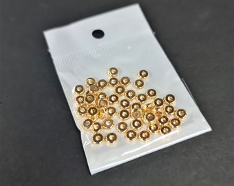 50pcs x 5mm Tarnish Resistant Gold Plated Flat Spacer Beads