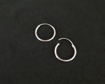 1 pr x 15mm 925 Sterling Silver Huggie Hoops