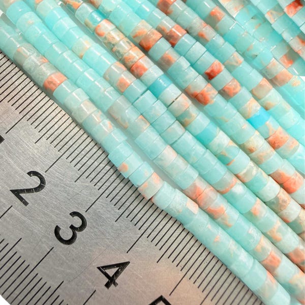 Sea Sediment Sky Blue 4x2mm Heishi Natural Gemstone Bead Strand