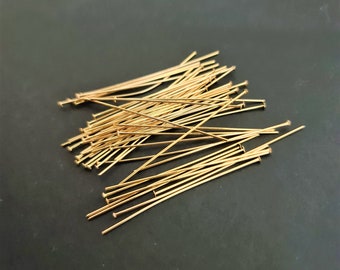 50 x pc's of 50mm Tarnish Resistant Gold Plated Head Pins