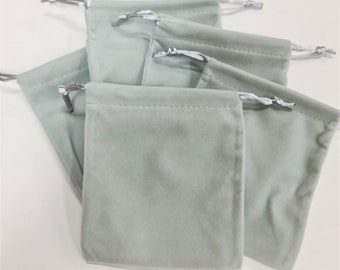 Soft Faux Suede Velvet Jewellery Gift Bags - Grey