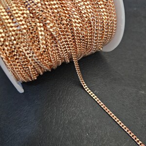 Curb Link Chain 3mm 1 Metre Rose Gold Plated Tarnish Resistant