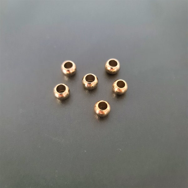6pc x 8mm Tarnish Resistant Gold Plated Big Hole Spacer Beads