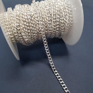 Curb Chain 5mm 1 Metre Silver Plated Tarnish Resistant