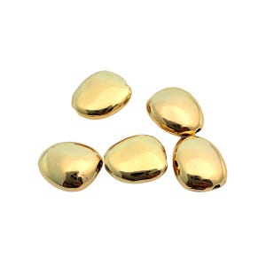 Pebble Spacer Beads 14mm 5pcs Gold Plated Tarnish Resistant